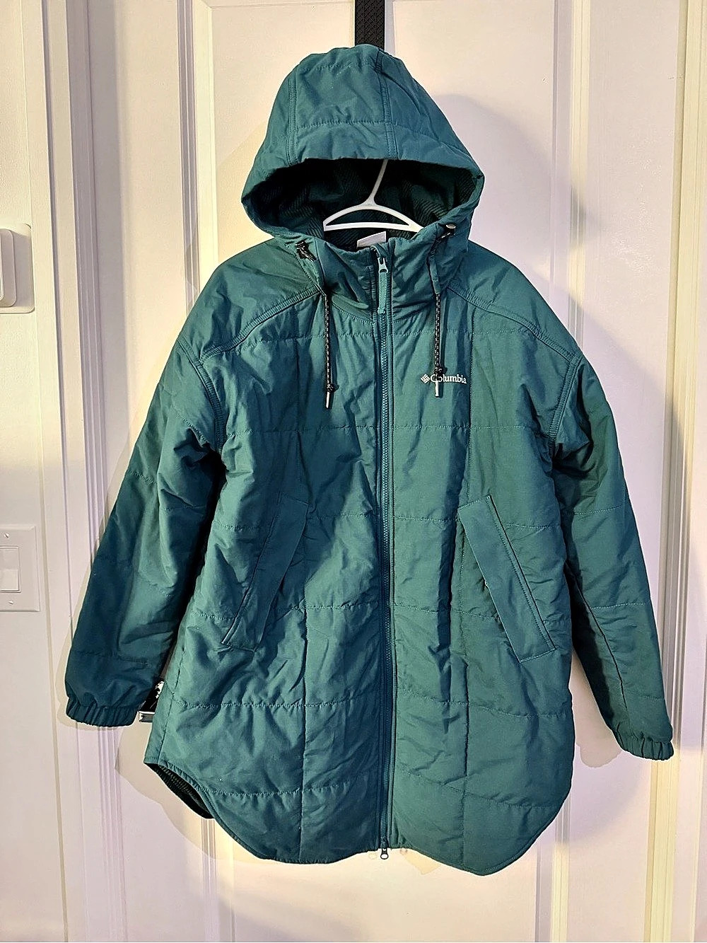 Columbia Women’s Quilted Hooded Coat – Teal Green – Size Medium